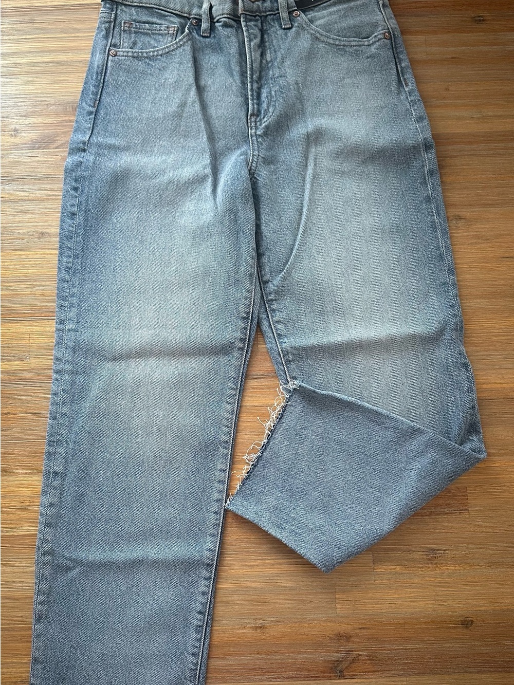 Express Straight Leg Jeans in Light Blue Denim